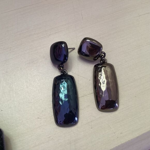 Gunmetal Tone Pierced Drop Earrings - Picture 1 of 5